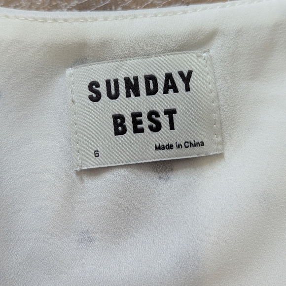 Aritzia Sunday Best Savoy Cream Ruffle Wrap Mini Dress Women's Size 6 - Picture 7 of 9